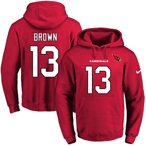 Nike Cardinals #13 Jaron Brown Red Name & Number Pullover NFL Hoodie