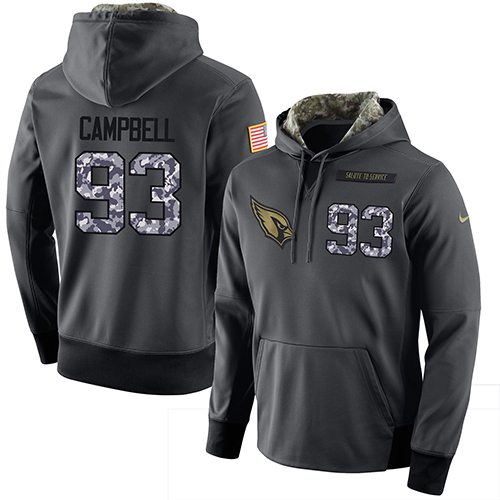NFL Men's Nike Arizona Cardinals #93 Calais Campbell Stitched Black Anthracite Salute to Service Player Performance Hoodie