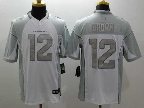 Nike Cardinals #12 John Brown White Men's Stitched NFL Limited Platinum Jersey