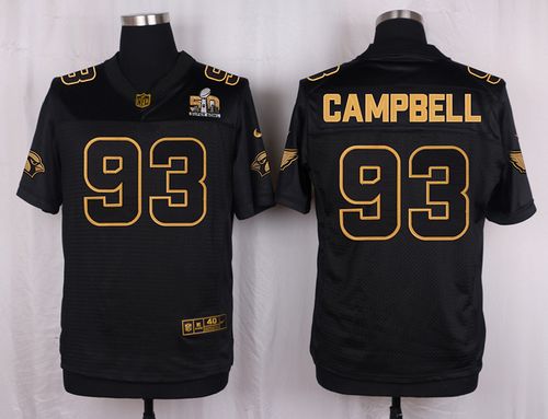 Nike Cardinals #93 Calais Black Campbell Pro Line Gold Collection Men's Stitched NFL Elite Jersey