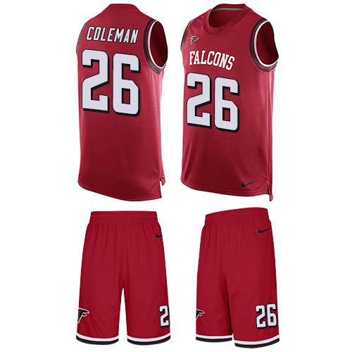 Nike Falcons #26 Tevin Coleman Red Team Color Men's Stitched NFL Limited Tank Top Suit Jersey