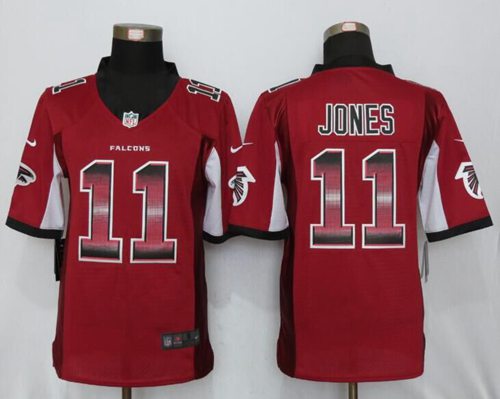 Nike Falcons #11 Julio Jones Red Team Color Men's Stitched NFL Limited Strobe Jersey