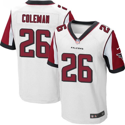 Nike Falcons #26 Tevin Coleman White Men's Stitched NFL Elite Jersey