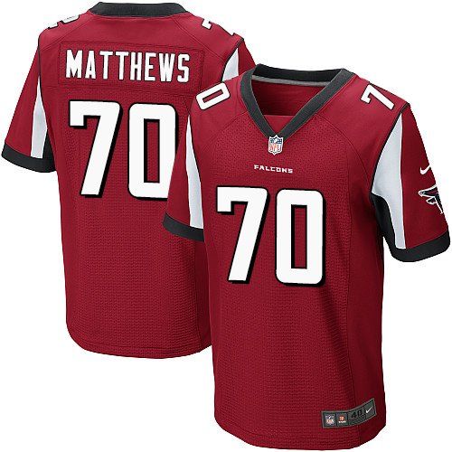 Nike Falcons #70 Jake Matthews Red Team Color Men's Stitched NFL Elite Jersey