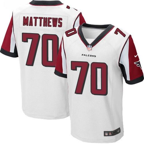 Nike Falcons #70 Jake Matthews White Men's Stitched NFL Elite Jersey