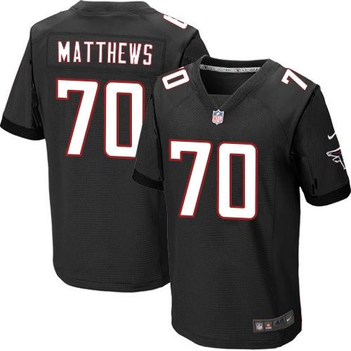 Nike Falcons #70 Jake Matthews Black Alternate Men's Stitched NFL Elite Jersey
