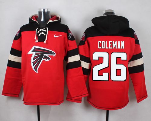 Nike Falcons #26 Tevin Coleman Red Player Pullover NFL Hoodie