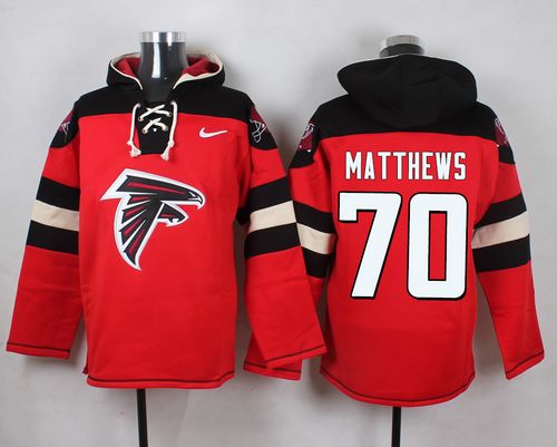 Nike Falcons #70 Jake Matthews Red Player Pullover NFL Hoodie