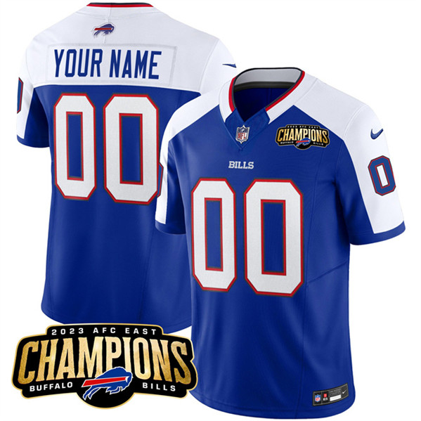 Men's Buffalo Bills Active Player Custom Blue/White 2023 F.U.S.E. AFC East Champions Ptach Football Stitched Jersey