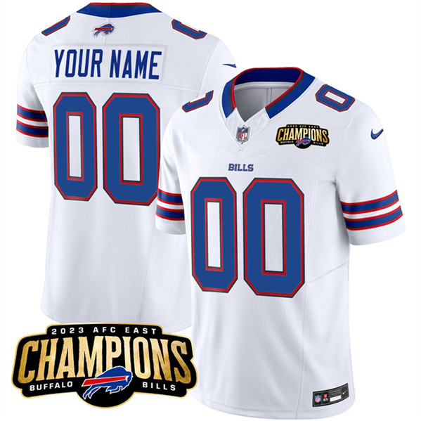 Men's Buffalo Bills Active Player Custom White 2023 F.U.S.E. AFC East Champions Ptach Football Stitched Jersey