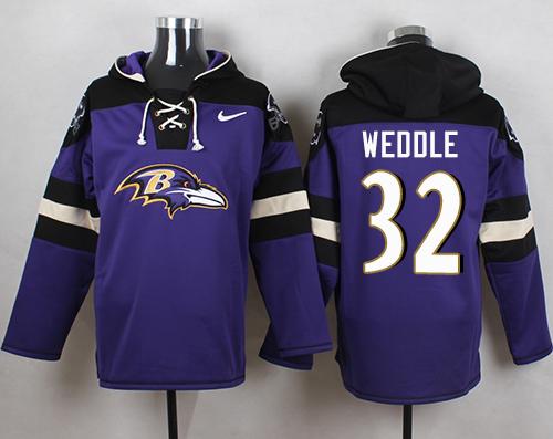 Nike Ravens #32 Eric Weddle Purple Player Pullover NFL Hoodie
