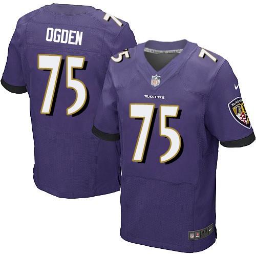 Nike Ravens #75 Jonathan Ogden Purple Team Color Men's Stitched NFL New Elite Jersey