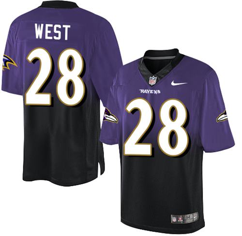 Nike Ravens #28 Terrance West Purple/Black Men's Stitched NFL Elite Fadeaway Fashion Jersey