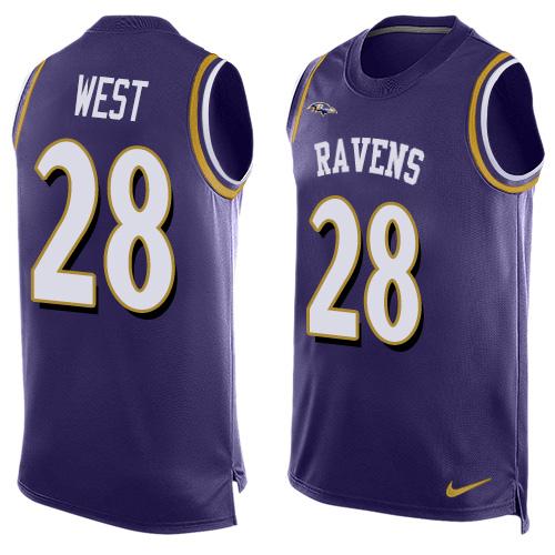 Nike Ravens #28 Terrance West Purple Team Color Men's Stitched NFL Limited Tank Top Jersey