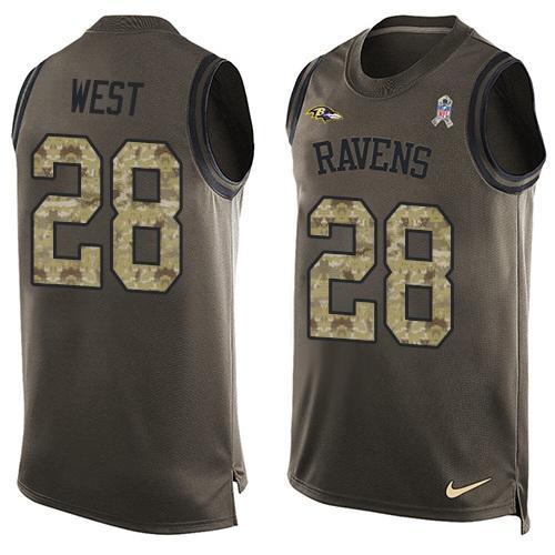 Nike Ravens #28 Terrance West Green Men's Stitched NFL Limited Salute To Service Tank Top Jersey
