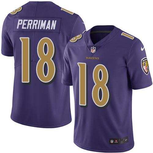 Nike Ravens #18 Breshad Perriman Purple Men's Stitched NFL Limited Rush Jersey