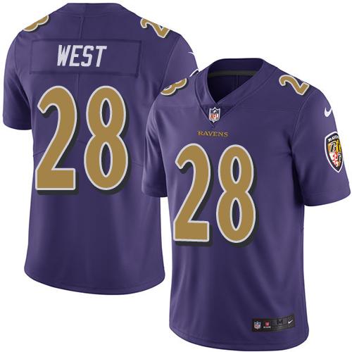 Nike Ravens #28 Terrance West Purple Men's Stitched NFL Limited Rush Jersey