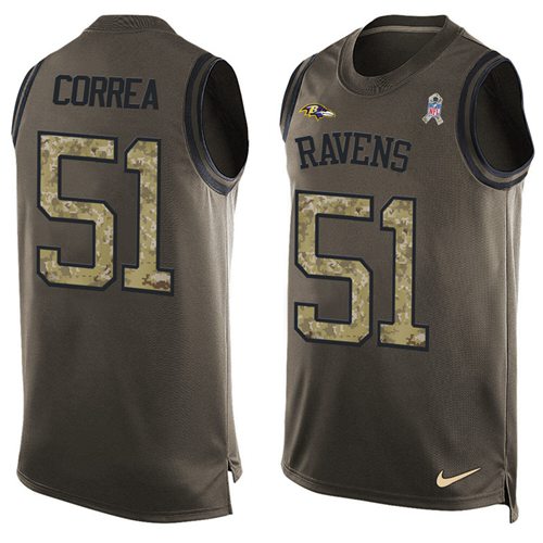 Nike Ravens #51 Kamalei Correa Green Men's Stitched NFL Limited Salute To Service Tank Top Jersey