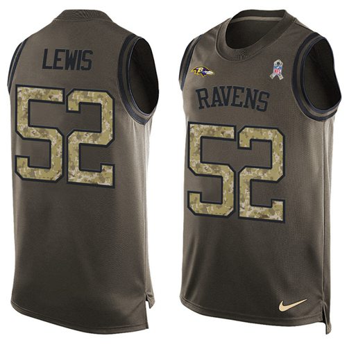 Nike Ravens #52 Ray Lewis Green Men's Stitched NFL Limited Salute To Service Tank Top Jersey
