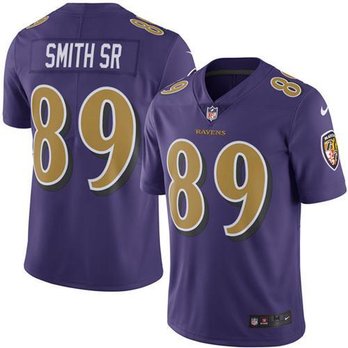 Nike Ravens #89 Steve Smith Sr Purple Men's Stitched NFL Limited Rush Jersey