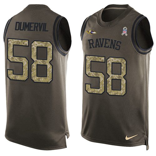 Nike Ravens #58 Elvis Dumervil Green Men's Stitched NFL Limited Salute To Service Tank Top Jersey