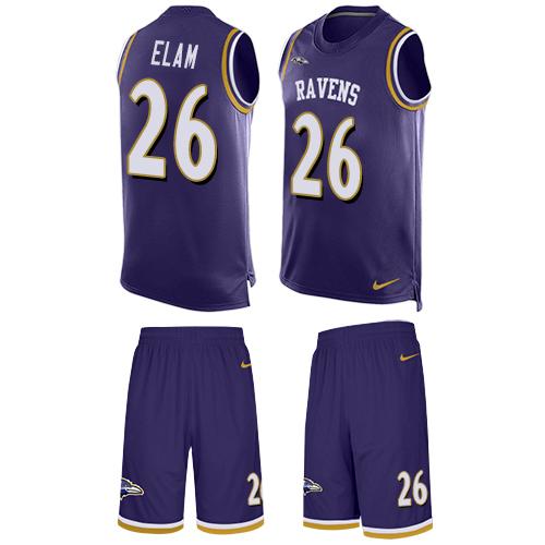 Nike Ravens #26 Matt Elam Purple Team Color Men's Stitched NFL Limited Tank Top Suit Jersey