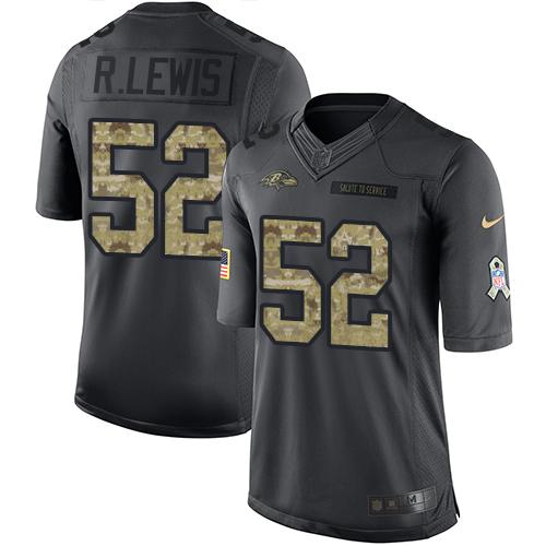 Nike Ravens #52 Ray Lewis Black Men's Stitched NFL Limited 2016 Salute to Service Jersey