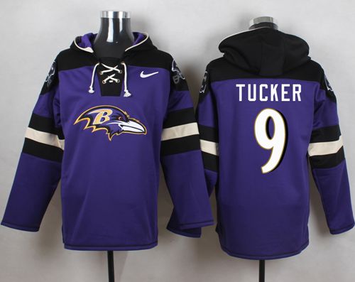 Nike Ravens #9 Justin Tucker Purple Player Pullover NFL Hoodie