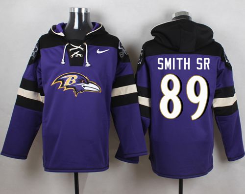 Nike Ravens #89 Steve Smith Sr Purple Player Pullover NFL Hoodie
