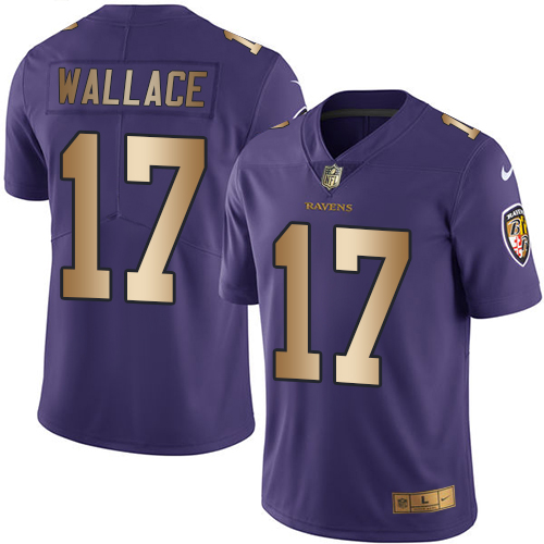 Nike Ravens #17 Mike Wallace Purple Men's Stitched NFL Limited Gold Rush Jersey