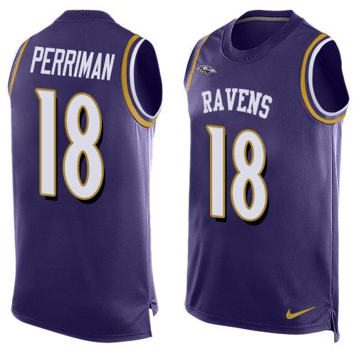 Nike Ravens #18 Breshad Perriman Purple Team Color Men's Stitched NFL Limited Tank Top Jersey