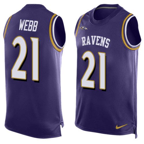 Nike Ravens #21 Lardarius Webb Purple Team Color Men's Stitched NFL Limited Tank Top Jersey