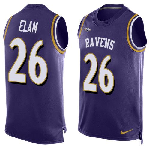 Nike Ravens #26 Matt Elam Purple Team Color Men's Stitched NFL Limited Tank Top Jersey