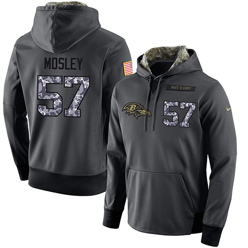 NFL Men's Nike Baltimore Ravens #57 C.J. Mosley Stitched Black Anthracite Salute to Service Player Performance Hoodie