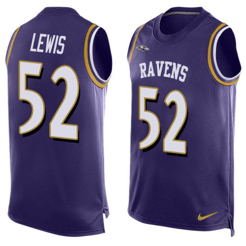Nike Ravens #52 Ray Lewis Purple Team Color Men's Stitched NFL Limited Tank Top Jersey