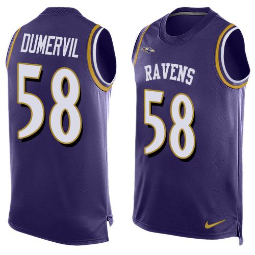 Nike Ravens #58 Elvis Dumervil Purple Team Color Men's Stitched NFL Limited Tank Top Jersey