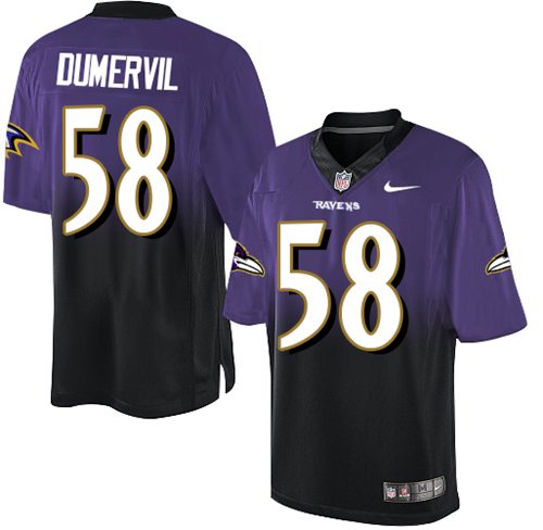 Nike Ravens #58 Elvis Dumervil Purple/Black Men's Stitched NFL Elite Fadeaway Fashion Jersey