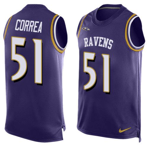 Nike Ravens #51 Kamalei Correa Purple Team Color Men's Stitched NFL Limited Tank Top Jersey