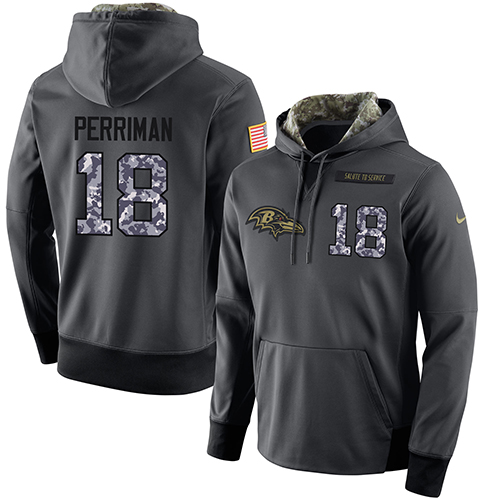 NFL Men's Nike Baltimore Ravens #18 Breshad Perriman Stitched Black Anthracite Salute to Service Player Performance Hoodie