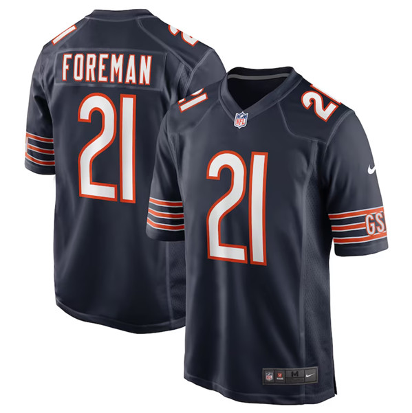 Men's Chicago Bears #21 D'Onta Foreman Navy Football Stitched Game Jersey