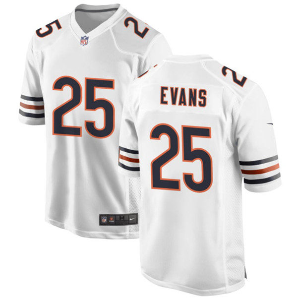 Men's Chicago Bears #25 Darrynton Evans White Football Stitched Game Jersey