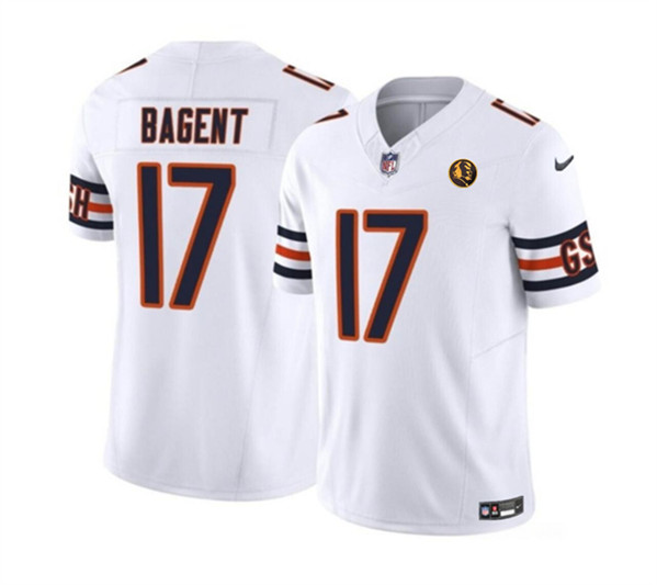 Men's Chicago Bears #17 Tyson Bagent White 2023 F.U.S.E. With John Madden Patch Vapor Limited Football Stitched Jersey