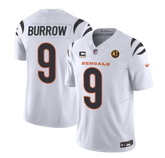 Men's Cincinnati Bengals #9 Joe Burrow White 2023 F.U.S.E. With 4-star C Patch And John Madden Patch Vapor Limited Football Stitched Jersey