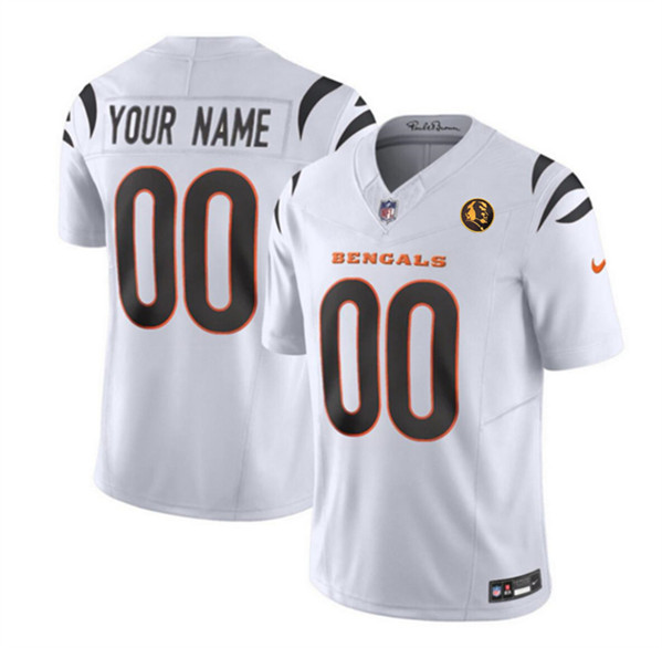 Men's Cincinnati Bengals Active Player Custom White 2023 F.U.S.E. With John Madden Patch Vapor Limited Football Stitched Jersey