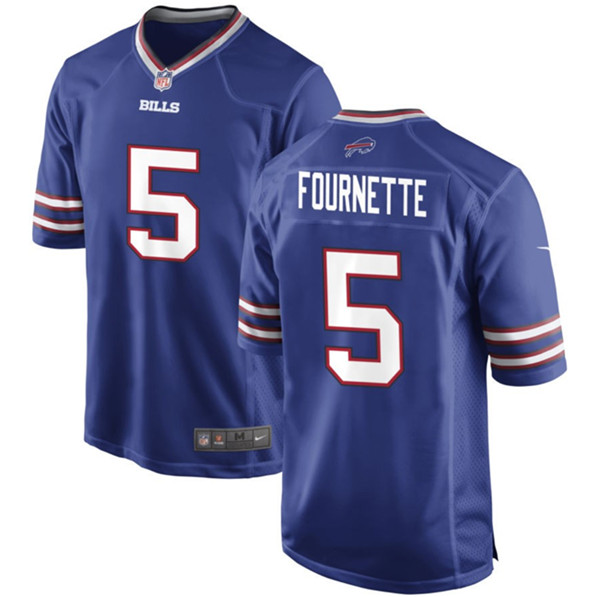Men's Buffalo Bills #5 Leonard Fournette Blue Stitched Football Game Jersey