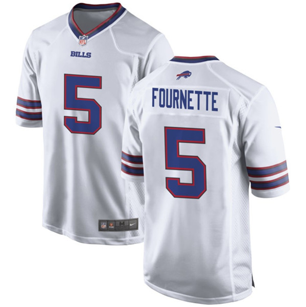 Men's Buffalo Bills #5 Leonard Fournette White Stitched Football Game Jersey