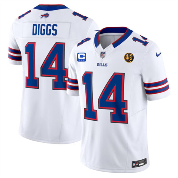 Men's Buffalo Bills #14 Stefon Diggs White 2023 F.U.S.E. With 3-star C Ptach And John Madden Patch Vapor Limited Football Stitched Jersey