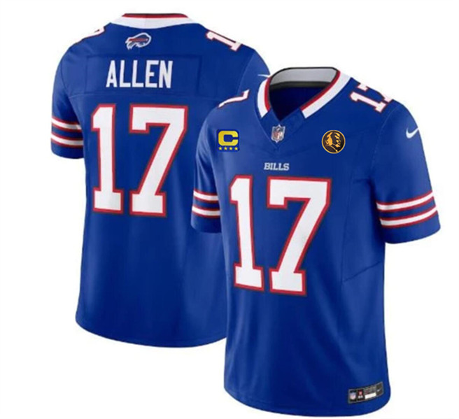 Men's Buffalo Bills #17 Josh Allen Blue 2023 F.U.S.E. With 4-star C Ptach And John Madden Patch Vapor Limited Football Stitched Jersey