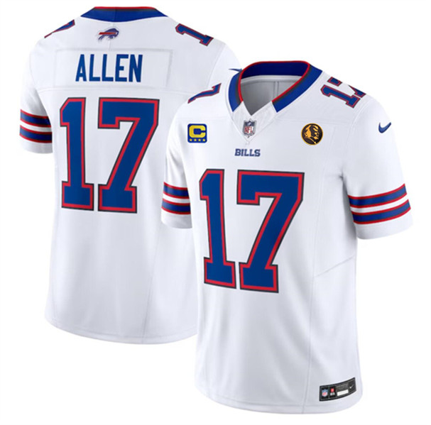 Men's Buffalo Bills #17 Josh Allen White 2023 F.U.S.E. With 4-star C Ptach And John Madden Patch Vapor Limited Football Stitched Jersey