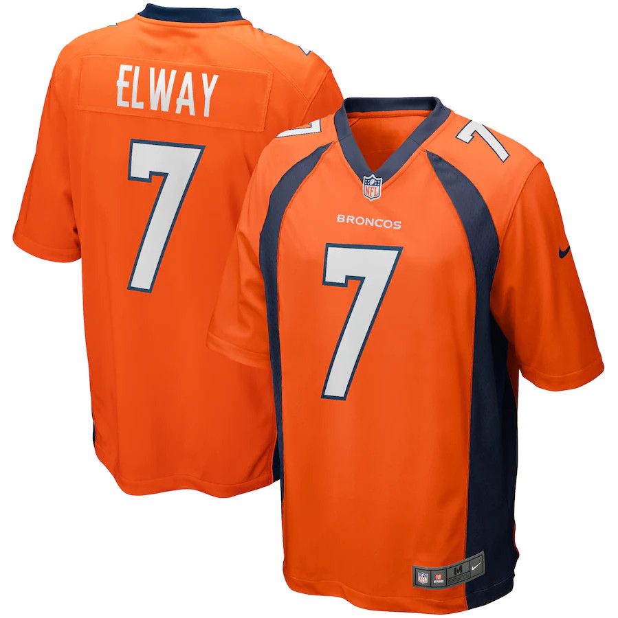 Men's Denver Broncos #7 John Elway Game Retired Player Jersey